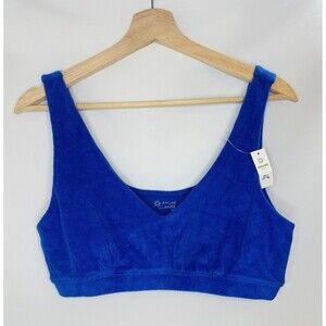 OFFLINE By‎ AERIE Blue Terry Recharge Least Support Bralette SIZE LARGE NWT